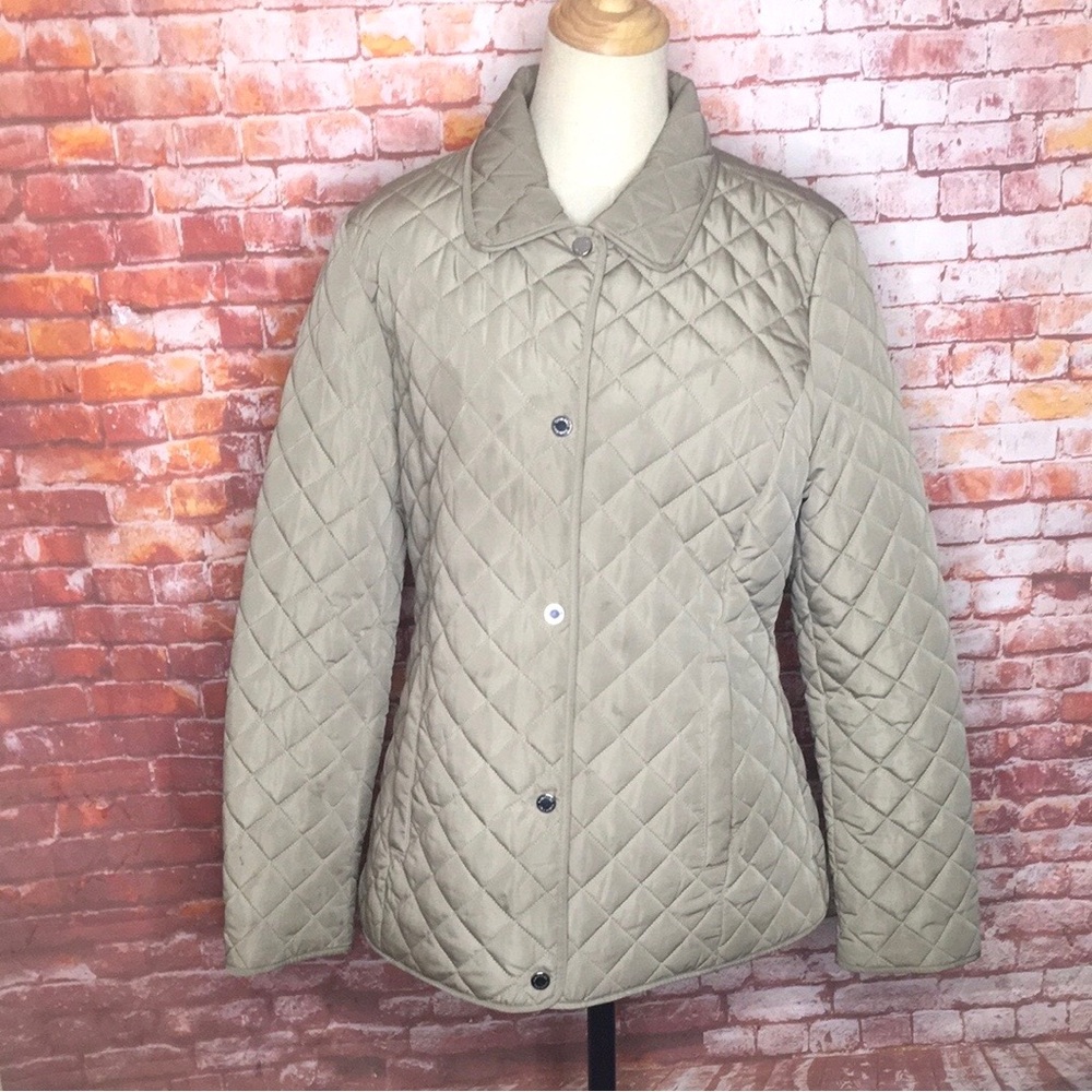 Calvin Klein Lightweight Quilted Button Down Tan Puffer Jacket